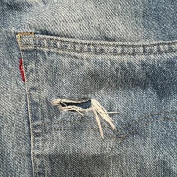 Levis 501xx Jeans Men 34x34 Blue Big E LVC Redline Selvedge Washout Fits 36x28 - Picture 7 of 9
